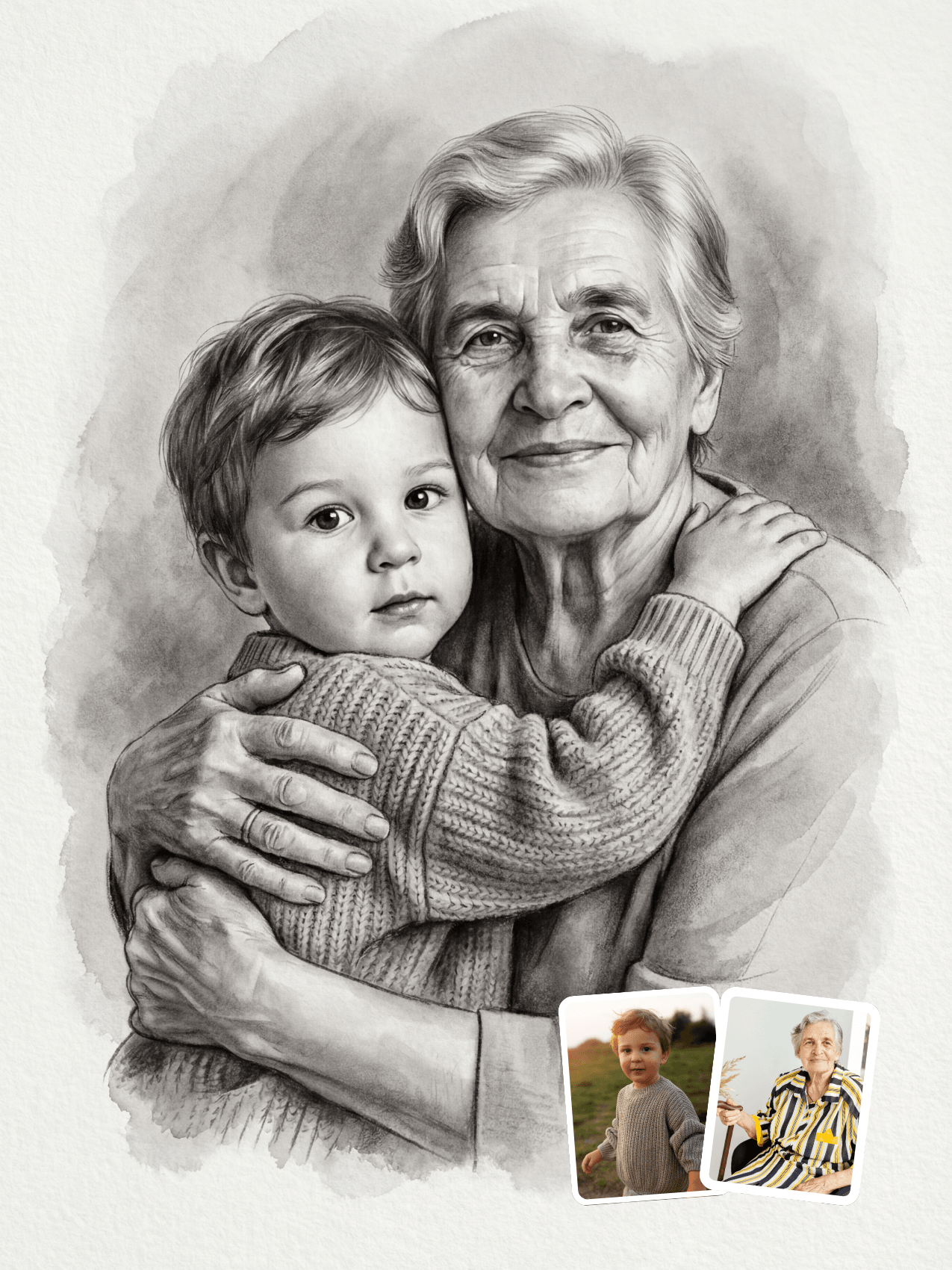 Custom combined family portrait from separate photos